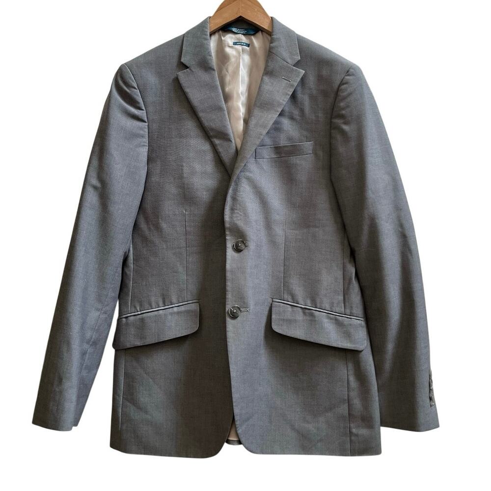 Perry Ellis Flaw Very Slim Gray Lined Pocket 2 Button Blazer Size 40S Office